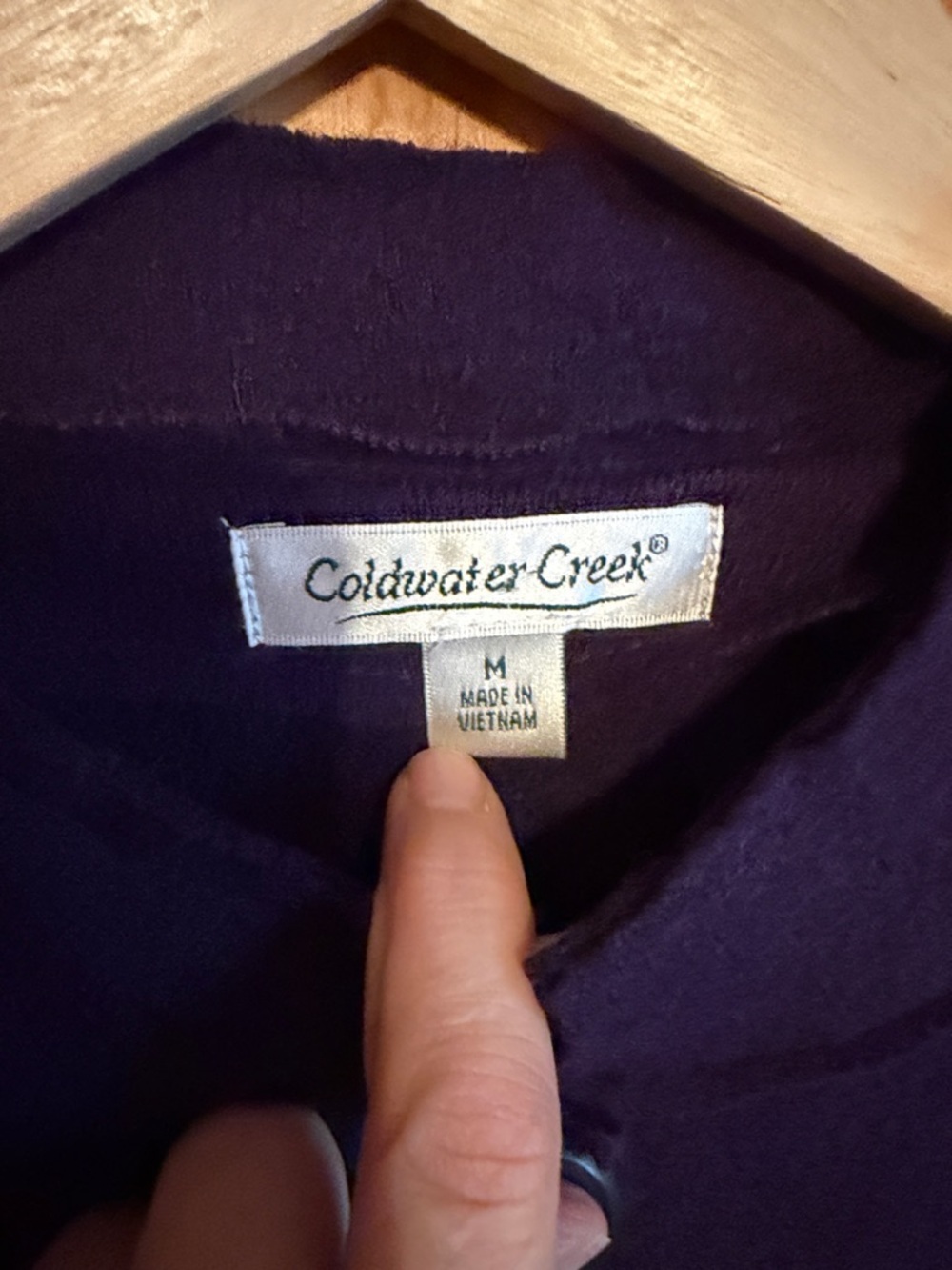 Coldwater Creek Deep Purple Wool Blend Round-Neck Button Sweater Jacket - Picture 2 of 7